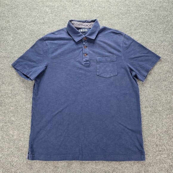 Izod Polo Shirt Mens Large Blue Short Sleeve Golf Preppy‎ Casual - Picture 1 of 7
